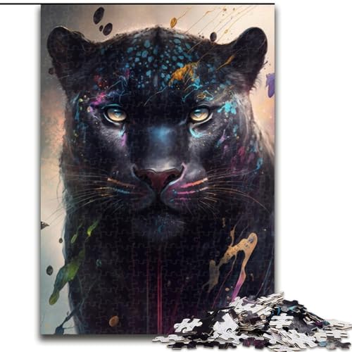 Puzzle 1000 Teile für Erwachsene, Schwarzes Leoparden-Malpuzzle aus Holz, anspruchsvolles Denkspiel für Teenager, perfekt als Heimdekoration oder Geschenk, 1000 Stück(50x75cm) von XHAXING