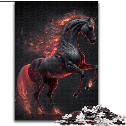 Puzzle 1000 Teile für Erwachsene, Schwarzes Pferd, Puzzle aus Holz, schwieriges Denkspiel für Jugendliche, 1000 Teile(50x75cm) von XHAXING