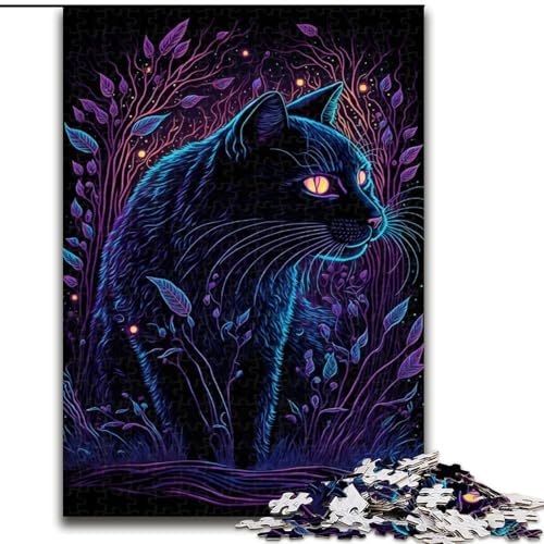 Puzzle 1000 Teile für Erwachsene, Schwarzlicht-Katzen-Puzzle aus Holz, hochschwieriges Denkspiel für Jugendliche, 1000 Teile(50x75cm) von XHAXING