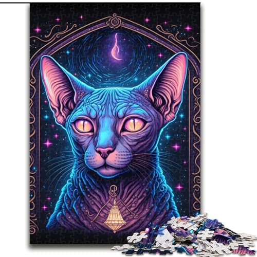 Puzzle 1000 Teile für Erwachsene, Schwarzlicht-Katzen-Puzzle aus Holz, hochschwieriges Denkspiel für Jugendliche, 1000 Teile(50x75cm) von XHAXING