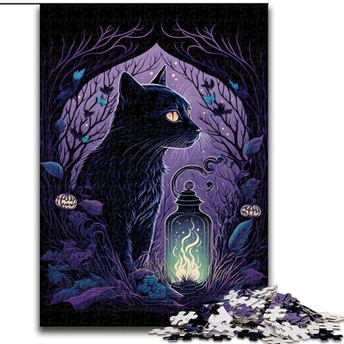 Puzzle 1000 Teile für Erwachsene, Schwarzlicht-Katzen-Puzzle aus Pappe, anspruchsvolles Denkspiel für Teenager, unterhaltsames interaktives Spiel für die ganze Familie, 1000 Teile(26x38cm) von XHAXING