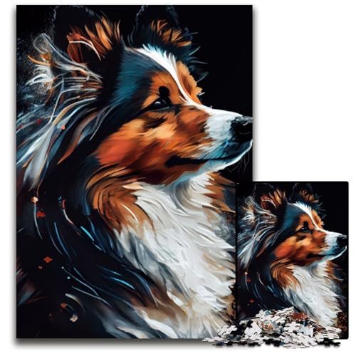 Puzzle 1000 Teile für Erwachsene, Shetland Sheepdog, Unmögliches Puzzle für Erwachsene, Geburtstagsgeschenkidee, Herausforderndes Denkspiel, 26x38cm Puzzle 1000 Teile für Erwachsene, Shetland Sheepdog, Unmögliches Puzzle für Erwachsene, Geburtstagsgeschenkidee, Herausforderndes Denkspiel, 26x38cm von XHAXING