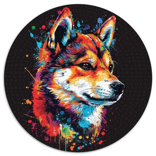 Puzzle 1000 Teile für Erwachsene, Shiba Inu, runde Papppuzzles für Familienspaß, perfekt für Feiertage, interaktive Spieleabende (Größe 67,5 x 67,5 cm) von XHAXING