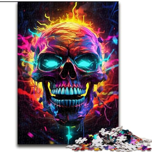 Puzzle 1000 Teile für Erwachsene, Skelette mit Blitz, Puzzle aus Holz, perfekt für Halloween, Weihnachten, Geburtstagsgeschenk, 1000 Stück(50x75cm) von XHAXING