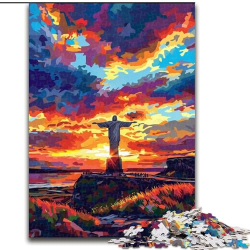 Puzzle 1000 Teile für Erwachsene, Skulptur bei Sonnenuntergang, Puzzle aus Pappe, perfekt für Halloween, Weihnachten, Geburtstagsgeschenk, 1000 Stück(26x38cm) von XHAXING
