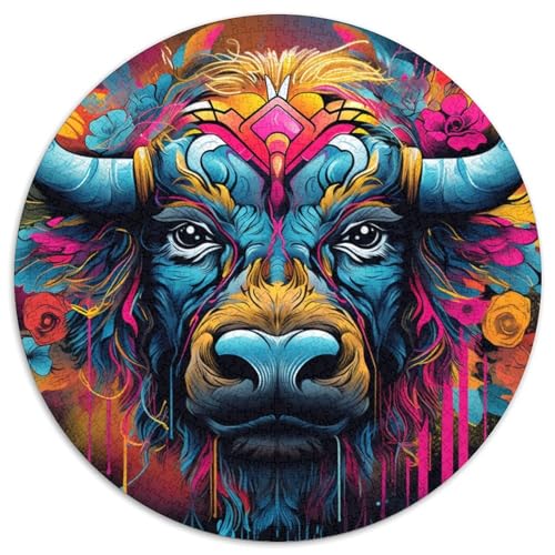 Puzzle 1000 Teile für Erwachsene, Tier-Büffel-Papierpuzzle, Denksportaufgabe, Spiel für Erwachsene, interaktive Familienaktivität (67,5 x 67,5 cm) von XHAXING