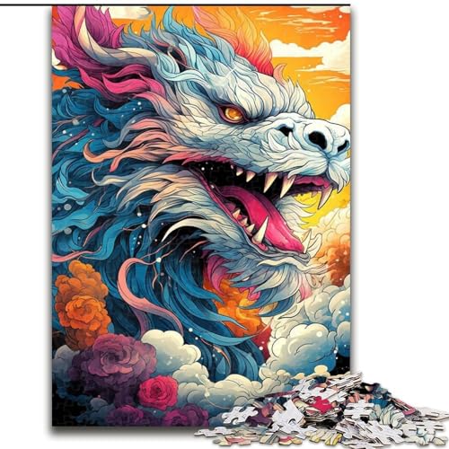 Puzzle 1000 Teile für Erwachsene, Tier- und Drachenpuzzle aus Holz, geeignet für Geburtstage, Halloween, Thanksgiving, Ostern, 1000 Teile(50x75cm) von XHAXING
