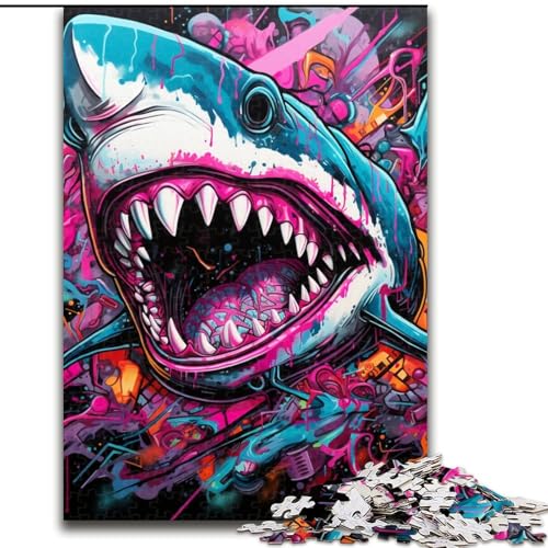 Puzzle 1000 Teile für Erwachsene, Tierkunst, Hai-Puzzle aus Pappe, geeignet für Geburtstage, Halloween, Thanksgiving, Ostern, 1000 Teile(26x38cm) von XHAXING