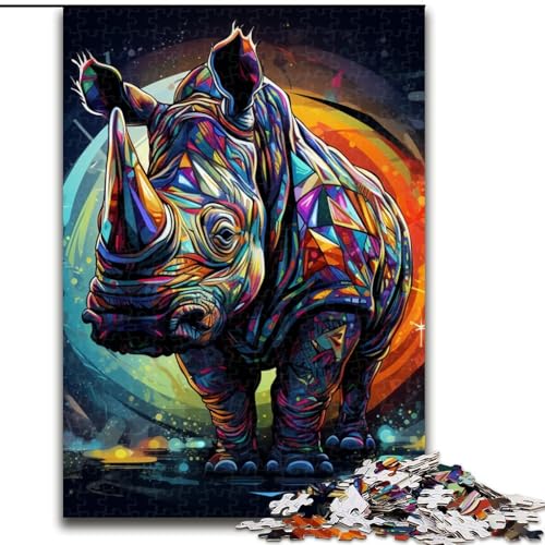 Puzzle 1000 Teile für Erwachsene, Tierkunst, Nashorn-Puzzle aus Pappe, für Geburtstag, Urlaub, Weihnachten, 1000 Stück(26x38cm) von XHAXING