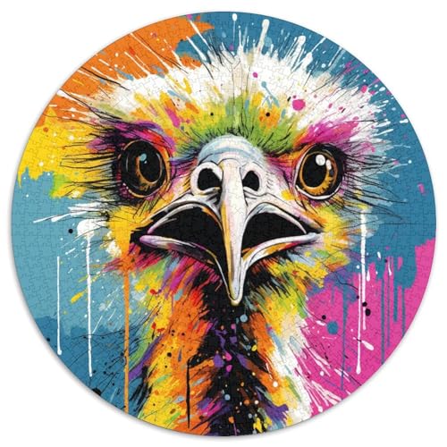 Puzzle 1000 Teile für Erwachsene, Tierkunst, Straußenpapier, Denksportaufgabe, Spiel für Erwachsene, interaktive Familienaktivität (67,5 x 67,5 cm) von XHAXING