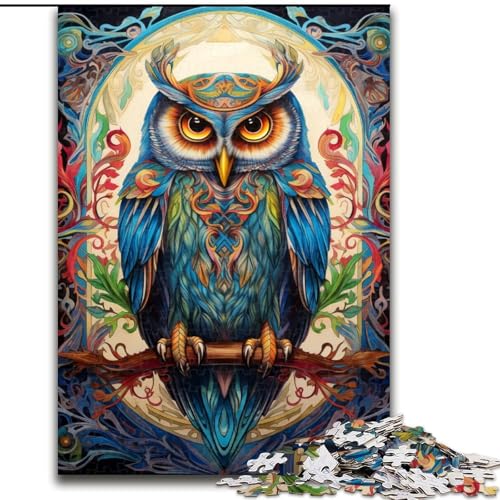 Puzzle 1000 Teile für Erwachsene, Tierkunst-Eulen-Puzzle aus Holz, perfekt für Halloween, Weihnachten, Geburtstagsgeschenk, 1000 Stück(50x75cm) von XHAXING