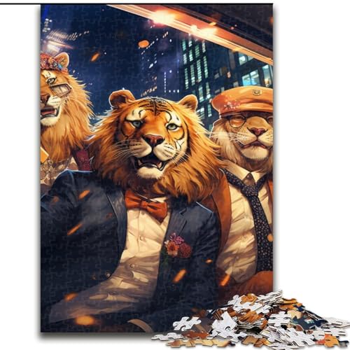 Puzzle 1000 Teile für Erwachsene, Tierparty-Puzzle aus Holz, anspruchsvolles DIY-Denkspiel, interaktives Familienspiel, 1000 Teile(50x75cm) von XHAXING