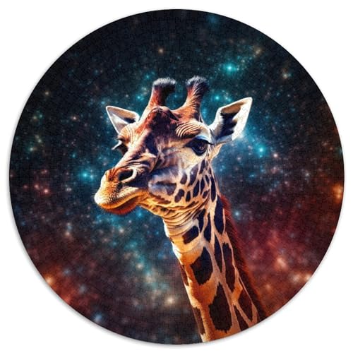 Puzzle 1000 Teile für Erwachsene, Tierstern-Giraffe, runde Papierpuzzles, Denkspiel, interaktives Familienspiel, geeignet für Kinder ab 14 Jahren (67,5 x 67,5 cm) von XHAXING