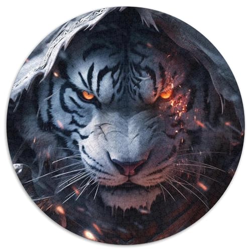 Puzzle 1000 Teile für Erwachsene, Tiger, rund, aus Pappe, ideales Weihnachts- oder Geburtstagsgeschenk, Partyspiel-Spielzeug (Größe 67,5 x 67,5 cm) von XHAXING