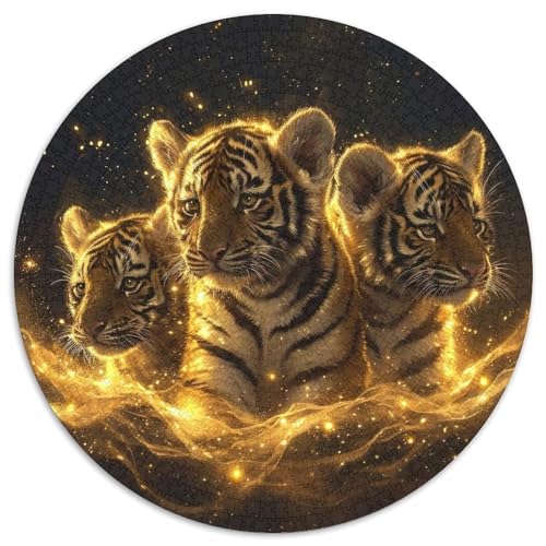 Puzzle 1000 Teile für Erwachsene, Tiger, runde Papierpuzzles, Denksportaufgabe, interaktives Familienspiel, geeignet für Kinder ab 14 Jahren (67,5 x 67,5 cm) von XHAXING