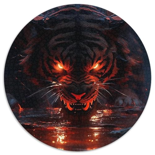 Puzzle 1000 Teile für Erwachsene, Tiger, runde Papierpuzzles, Denksportaufgabe, interaktives Familienspiel, geeignet für Kinder ab 14 Jahren (67,5 x 67,5 cm) von XHAXING
