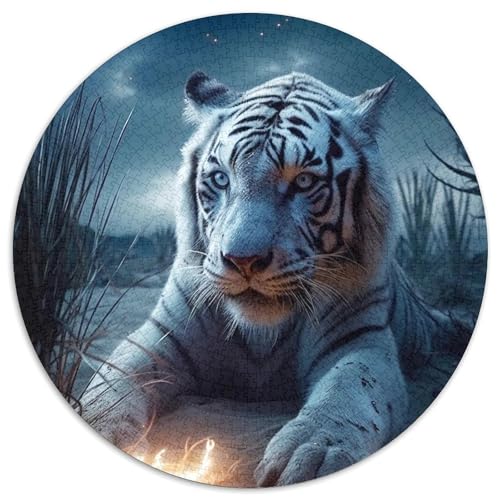 Puzzle 1000 Teile für Erwachsene, Tiger, runde Papierpuzzles, Denksportaufgabe, interaktives Familienspiel, geeignet für Kinder ab 14 Jahren (67,5 x 67,5 cm) von XHAXING