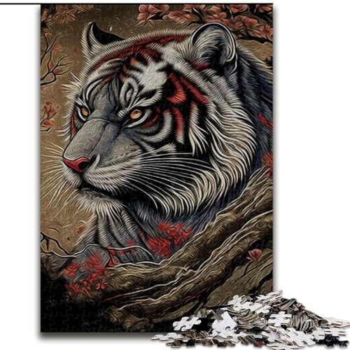 Puzzle 1000 Teile für Erwachsene, Tiger-Kunst-Puzzle aus Pappe, perfekt für Halloween, Weihnachten, Geburtstagsgeschenk, 1000 Stück(26x38cm) von XHAXING