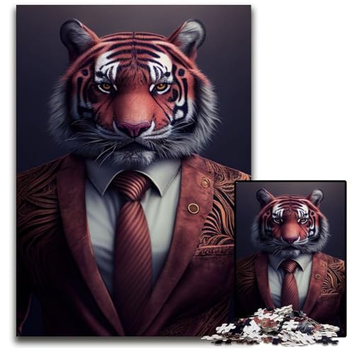 Puzzle 1000 Teile für Erwachsene, Tigeranzug, Tierpuzzle für Erwachsene, Denkspiel für Teenager, 26x38cm Puzzle 1000 Teile für Erwachsene, Tigeranzug, Tierpuzzle für Erwachsene, Denkspiel für Teenager, 26x38cm von XHAXING