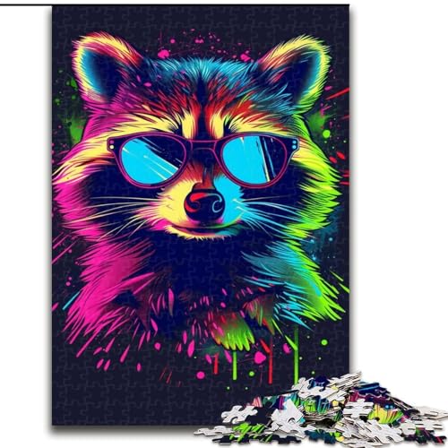 Puzzle 1000 Teile für Erwachsene, Waschbär mit Kopfhörern, Puzzle aus Pappe, interaktives Familienspiel, Denksportgeschenk, Lernspielzeug, 1000 Teile(26x38cm) von XHAXING