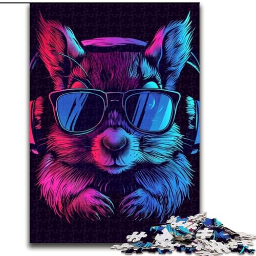 Puzzle 1000 Teile für Erwachsene, Weltraum-Astronauten-Eichhörnchen-Puzzle, aus Pappe, mit interaktivem Familienspiel, Kinder ab 10 Jahren, 1000 Teile(26x38cm) von XHAXING