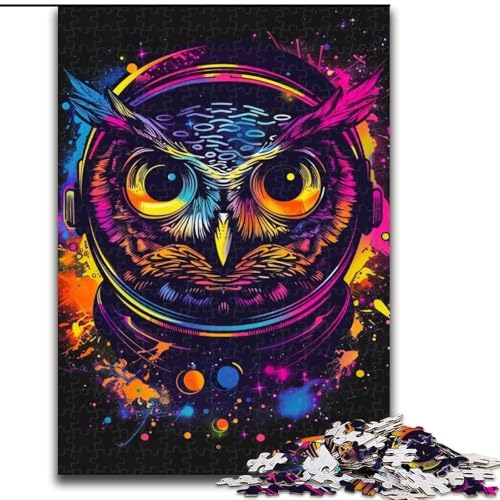 Puzzle 1000 Teile für Erwachsene, Weltraum-Astronauten-Eulen-Puzzle aus Holz, interaktives Familienspiel, Denksport-Geschenk, Lernspielzeug, 1000 Teile(50x75cm) von XHAXING