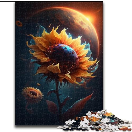 Puzzle 1000 Teile für Erwachsene, Weltraum-Sonnenblumen-Puzzle aus Pappe, schwieriges Denkspiel für Teenager, 1000 Teile(26x38cm) von XHAXING