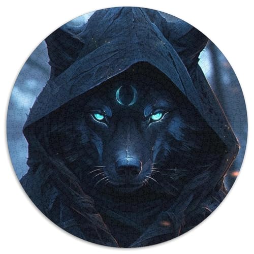 Puzzle 1000 Teile für Erwachsene, Wolf, rund, aus Pappe, Puzzle für Reiseliebhaber und Paare, anspruchsvolles Spielzeug (Größe 67,5 x 67,5 cm) von XHAXING