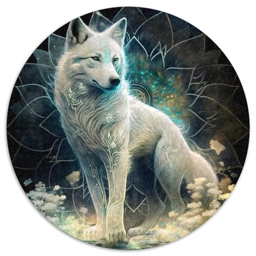 Puzzle 1000 Teile für Erwachsene, Wolf, runde Papierpuzzles, Denksportaufgabe, interaktives Familienspiel, geeignet für Kinder ab 14 Jahren (67,5 x 67,5 cm) von XHAXING
