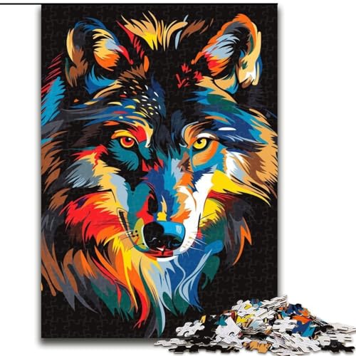 Puzzle 1000 Teile für Erwachsene, Wolf-Graffiti-Kunst, aus Pappe, geeignet für Geburtstage, Halloween, Thanksgiving, Ostern, 1000 Teile(26x38cm) von XHAXING