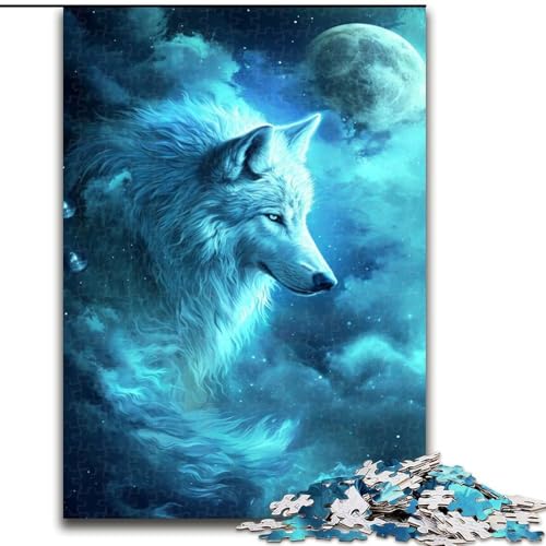 Puzzle 1000 Teile für Erwachsene, Wolf im Universum, Puzzle aus Holz, perfekt für Halloween, Weihnachten, Geburtstagsgeschenk, 1000 Stück(50x75cm) von XHAXING