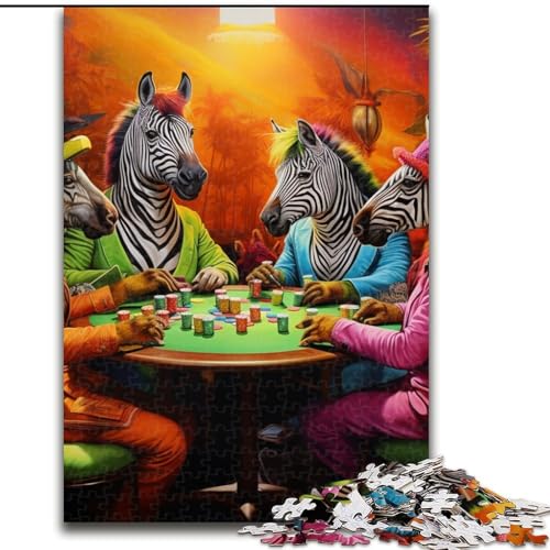 Puzzle 1000 Teile für Erwachsene, Zebra-Poker-Puzzle, aus Pappe, perfekt für Halloween, Weihnachten, Geburtstagsgeschenk, 1000 Teile(26x38cm) von XHAXING