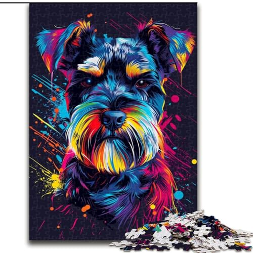 Puzzle 1000 Teile für Erwachsene, Zwergschnauzer, DJ Neon, Puzzle aus Pappe, interaktives Familienspiel, Denksportgeschenk, Lernspielzeug, 1000 Teile(26x38cm) von XHAXING