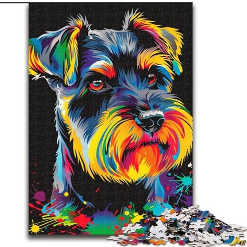 Puzzle 1000 Teile für Erwachsene, Zwergschnauzer DJ Neon, Puzzle aus Holz, für Teenager und Familienspaß – DIY-Denkspiel als Geschenk, 1000 Teile(50x75cm) von XHAXING