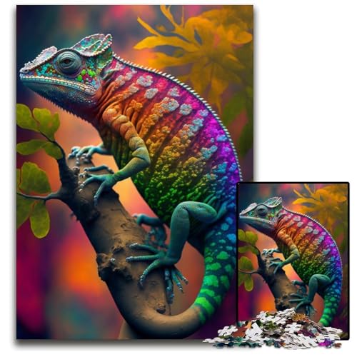 Puzzle 1000 Teile für Erwachsene, abstraktes Chamäleon-Puzzle für Erwachsene, Denkspiel für Teenager, 50x75cm Puzzle 1000 Teile für Erwachsene, abstraktes Chamäleon-Puzzle für Erwachsene, Denkspiel für Teenager, 50x75cm von XHAXING