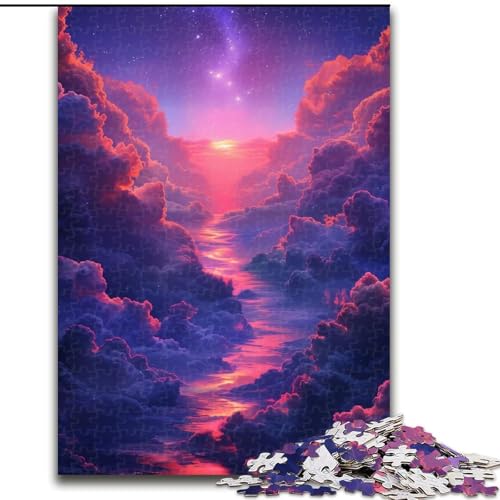 Puzzle 1000 Teile für Erwachsene, buntes Alien-Landschaftspuzzle aus Holz, interaktives Familienspiel, Denksportgeschenk, Lernspielzeug, 1000 Stück(50x75cm) von XHAXING