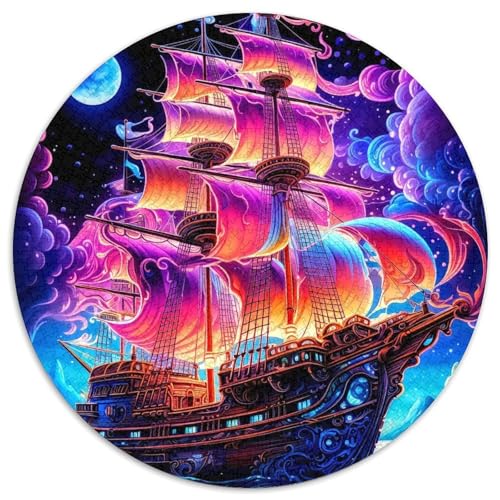 Puzzle 1000 Teile für Erwachsene, buntes Boot, runde Papierpuzzles, interaktives Familienspiel, Bastelgeschenk mit farbenfrohen Kunstwerken (67,5 x 67,5 cm) von XHAXING