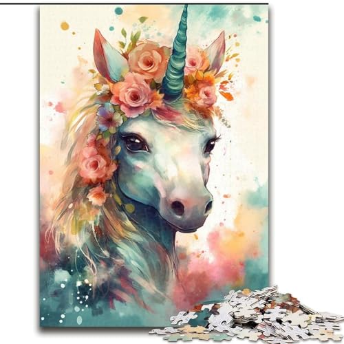 Puzzle 1000 Teile für Erwachsene, buntes Einhorn-Baby-Puzzle aus Pappe, interaktives Familienspiel, Denksportgeschenk, Lernspielzeug, 1000 Teile(26x38cm) von XHAXING