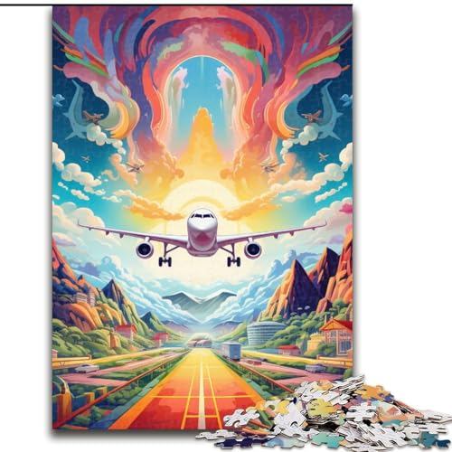 Puzzle 1000 Teile für Erwachsene, buntes Flugzeug-Puzzle aus Holz, anspruchsvolles Denkspiel für Teenager, Familienspaß, DIY-Heimdekor-Geschenk, 1000 Stück(50x75cm) von XHAXING