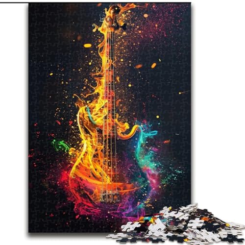 Puzzle 1000 Teile für Erwachsene, buntes Gitarren-Puzzle aus Holz, Spaß für die ganze Familie, perfekt für Geburtstage, Feiertage, 1000 Stück(50x75cm) von XHAXING