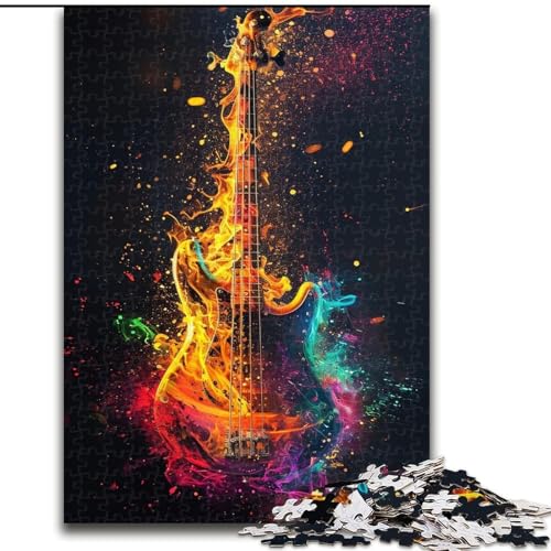 Puzzle 1000 Teile für Erwachsene, buntes Gitarren-Puzzle aus Pappe, perfekte Dekoration für Zuhause oder das Büro, 1000 Teile(26x38cm) von XHAXING