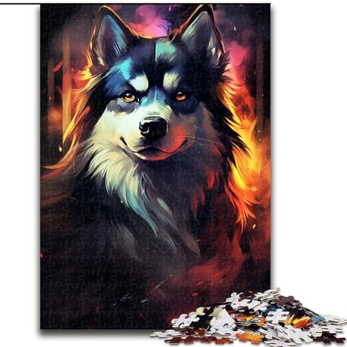 Puzzle 1000 Teile für Erwachsene, buntes Husky-Puzzle aus Pappe, anspruchsvolles Denkspiel für Teenager, Familienspaß, DIY-Geschenk zur Heimdekoration, 1000 Teile(26x38cm) von XHAXING