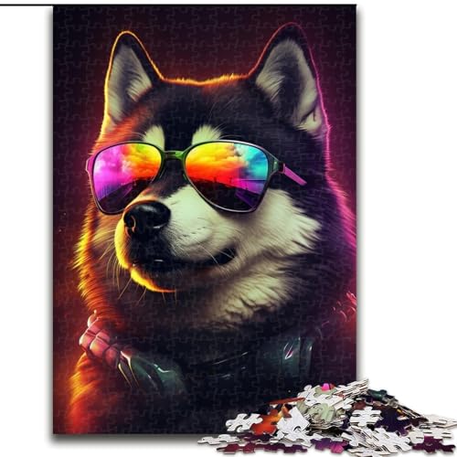 Puzzle 1000 Teile für Erwachsene, buntes Husky-Puzzle aus Pappe, anspruchsvolles Denkspiel für Teenager, unterhaltsames interaktives Spiel für die ganze Familie, 1000 Teile(26x38cm) von XHAXING