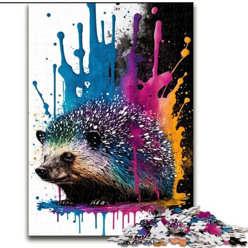 Puzzle 1000 Teile für Erwachsene, buntes Igel-Puzzle aus Holz, interaktives Familienspiel, Denksportgeschenk, Lernspielzeug, 1000 Stück(50x75cm) von XHAXING