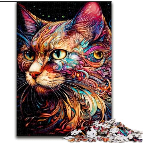 Puzzle 1000 Teile für Erwachsene, buntes Katzenpuzzle aus Holz, anspruchsvolles Denkspiel für Teenager, perfekt als Heimdekoration oder Geschenk, 1000 Stück(50x75cm) von XHAXING