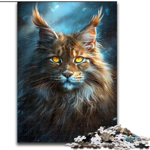 Puzzle 1000 Teile für Erwachsene, buntes Maine-Katzen-Puzzle aus Pappe, interaktives Familienspiel, Denksportgeschenk, Lernspielzeug, 1000 Teile(26x38cm) von XHAXING