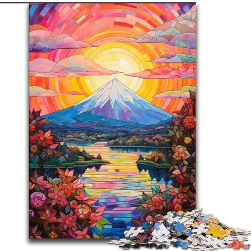 Puzzle 1000 Teile für Erwachsene, buntes Mount Fuji, Japan-Puzzle aus Holz, interaktives Familienspiel, Denksportgeschenk, Lernspielzeug, 1000 Teile(50x75cm) von XHAXING