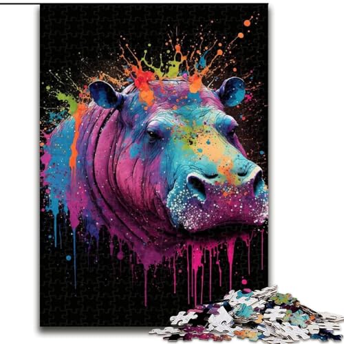 Puzzle 1000 Teile für Erwachsene, buntes Nilpferd-Puzzle aus Holz, interaktives Familienspiel, Denksportgeschenk, Lernspielzeug, 1000 Teile(50x75cm) von XHAXING