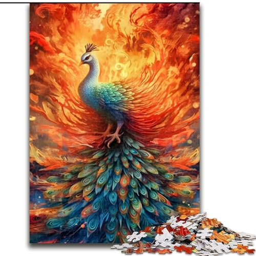 Puzzle 1000 Teile für Erwachsene, buntes Pfauentier-Puzzle aus Holz, interaktives Familienspiel, Denksportgeschenk, Lernspielzeug, 1000 Stück(50x75cm) von XHAXING