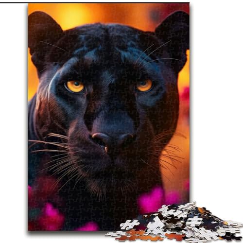 Puzzle 1000 Teile für Erwachsene, buntes Puzzle mit schwarzem Panther aus Pappe, anspruchsvolles Denkspiel für Teenager, unterhaltsames interaktives Spiel für die ganze Familie, 1000 Teile(26x38cm) von XHAXING